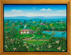 Voltandi Paro e Paz" [Return to Rest and Peace] by Henry Vitor, 2001, acrylic painting on canvas, sold Aug 2023