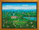 Voltandi Paro e Paz" [Return to Rest and Peace] by Henry Vitor, 2001, acrylic painting on canvas, sold Aug 2023