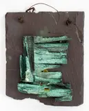Untitled by Esther Fuhrman, bronze composition on slate, sold Aug 2023
