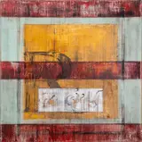 Untitled by Gregory Johnston, oil painting mixed media on canvas, sold Aug 2023