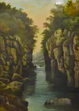 An idyllic rocky gorge, possibly Wales by J. T. Parry, oil on board, offered Oct 2023