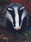 A portrait of a badger by D.R. Blyth, oil on board, offered Oct 2023