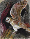 A portrait of a barn owl by D.R. Blyth, oil on board, sold Oct 2023
