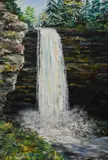 A waterfall, possibly Thornton Force, Ingleton by Gerald Hodgson, oil on board, offered Oct 2023