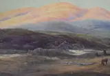 A sunlit Highland landscape depicting grazing by John J. Wilson, 1876, watercolour, offered Oct 2023