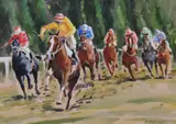 A racehorse study and another of a busy by Eddie Shakeshaft, watercolour, sold Oct 2023