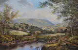 An idyllic pastoral landscape depicting a by John Corcoran, acrylic on canvas, offered Aug 2023