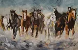 Horses Gallop by Anne Millard, oil on canvas, sold Aug 2023