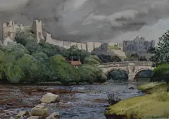 Richmond Castle, North Yorkshire by H. Crawforth, 1969, watercolour, offered Aug 2023