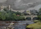Richmond Castle, North Yorkshire by H. Crawforth, 1969, watercolour, offered Aug 2023