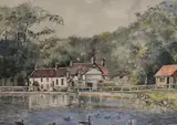 An English river landscape by D. Graham Deans, watercolour, offered Aug 2023