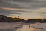An estuary scene at low light with by Ebenezer John Woods Prior, watercolour, sold Aug 2023