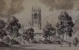 A view of St Martin's by Albert Thomas Pile, ink and monochrome, sold Aug 2023