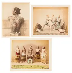 & Felice Beato (1832-1909)A GROUP OF FOUR HAND-COLOURED ALBUMEN PRINTS, c.1880 by Kusakabe Kimbei, photograph, offered Jul 2025