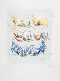 Six Reclining Figures on Green Ground by Henry Moore, Lithograph printed in colours, sold Dec 2024
