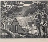 Sussex Landscape by Eric Ravilious, Wood engraving, circa, sold Dec 2024
