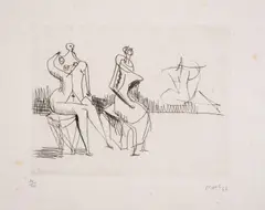 Untitled by Henry Moore, Drypoint with etching, sold Dec 2024