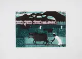 Buffaloes by Julian Trevelyan, Etching with aquatint printed in colours, sold Dec 2024
