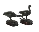 A companion pair of patinated bronze models of geese by Patricia Northcroft, BRONZE, sold Dec 2024