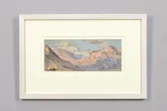 Mountain study by James Aumonier, Oil on paper, sold Dec 2024