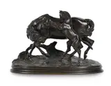 An equestrian bronze 'jument arabe et son poulain' by Pierre-Jules Mêne, BRONZE, sold Dec 2024