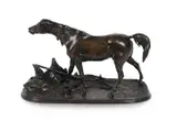 An equestrian bronze 'jument arabe avec harnachement' by Pierre-Jules Mêne, 1855, BRONZE, sold Dec 2024