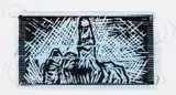 Mask with Middle Finger by Ai Weiwei, Ink on polypropylene fabric, sold Nov 2024