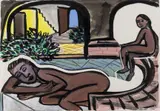 Nudes by a Pool by Eileen Cooper, ink, offered Nov 2024