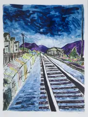 Train Tracks by Bob Dylan, Giclée in colours, offered Nov 2024