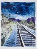 Train Tracks by Bob Dylan, Giclée in colours, offered Nov 2024