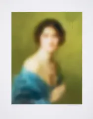 Lady With Green Background by Miaz Brothers, print, sold Nov 2024