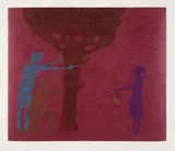 Siege at Glenrowan by Stephen Chambers, Etching with chine-collé printed in colours, sold Nov 2024