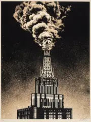 Untitled by Shepard Fairey, Oil and Gas Building Screenprint in colors, sold Nov 2024