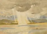 Loch scene with rowing boat by Roland Vivian Pitchforth, watercolour, sold Mar 2025