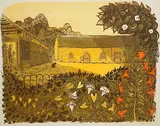 Tithe Barn and Lilies by Robert Taverner, linocut, sold Mar 2025