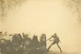 A 65 pounder opening fire by James McBey, 1918, etching, sold Mar 2025