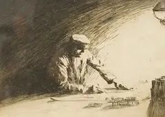 The Old Man by Arthur Briscoe, etching, sold Mar 2025