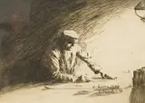 The Old Man by Arthur Briscoe, etching, sold Mar 2025
