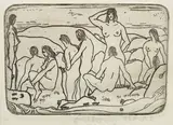 Nudist figural group by Anthony Slade, 1931, etching, sold Mar 2025