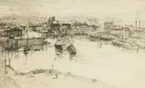 Dieppe harbour by Eliab George Earthrowl, etching, sold Mar 2025