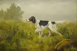 Study of a gundog pointing by Carl Hoyrup, oil on canvas, offered Mar 2025