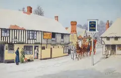 A set of four original watercolours for Christmas card designs by Charles Thomas Howard, watercolor, sold Mar 2025