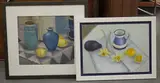 Pots, blue and green with lemons by Sue Arnold, drawing, offered Mar 2025