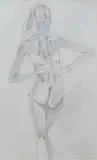 Study of a semi-nude female by Alastair Milne Michie, 1984, pencil, sold Mar 2025