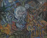 Bruxelles, Expo by Colbert Cassan, 1958, oil on canvas, sold Feb 2025