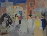 The café night by Frank Joseph Archer, watercolor, sold Feb 2025