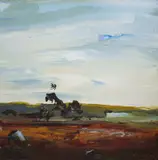 Abstract landscape by Jean Blades, acrylic on canvas, sold Feb 2025