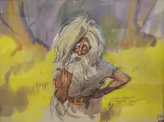 Original by John Worsley, 1972, gouache and mixed, sold Feb 2025