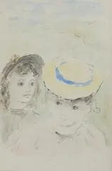 Studies of two young girls by Elinor Bellingham-Smith, watercolour, sold Feb 2025