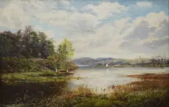 River landscape by Henry Peach, oil on canvas, sold Feb 2025